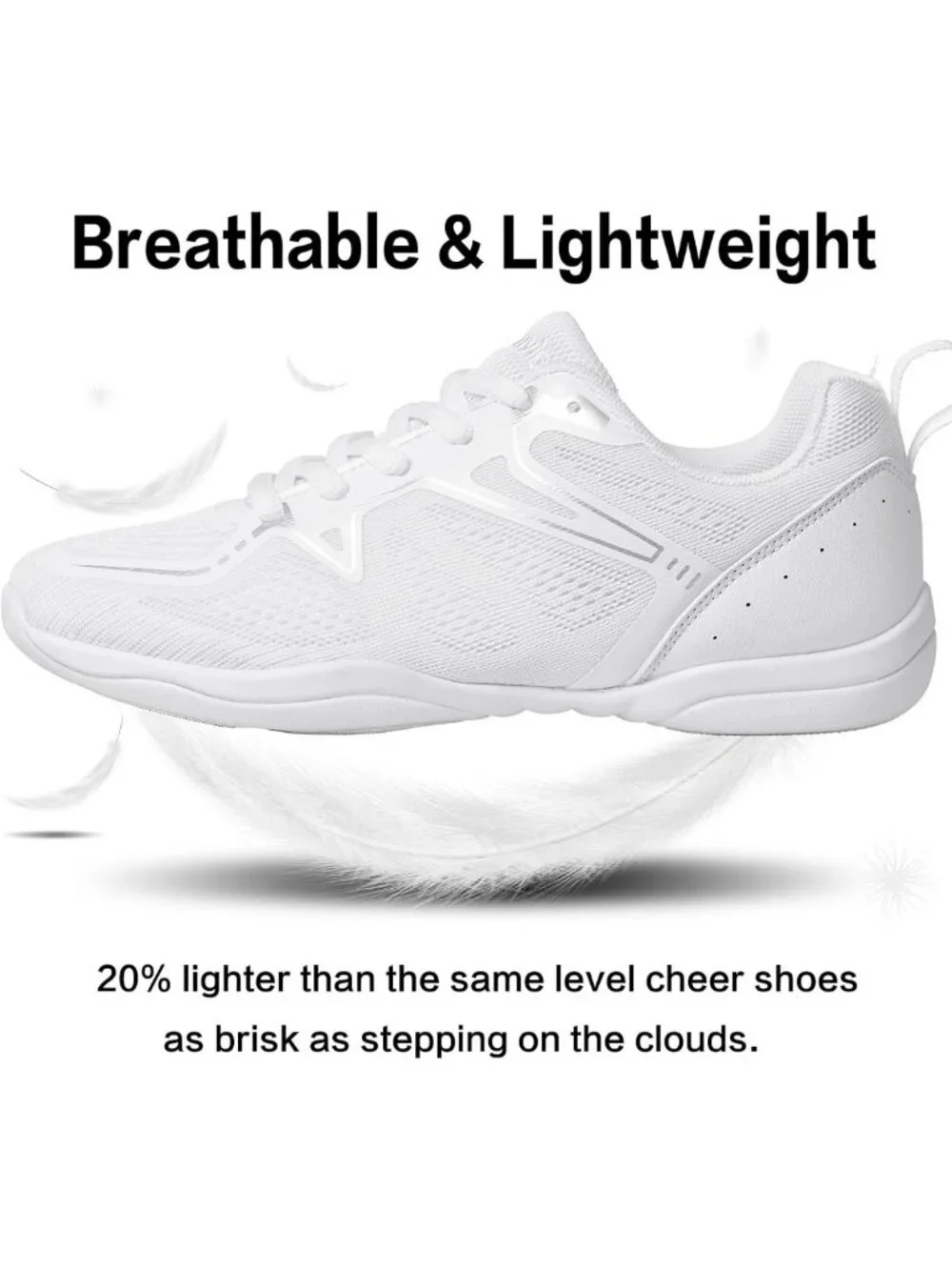 Youth Girls White Cheer Shoes - Athletic Dance Sneakers for Competition